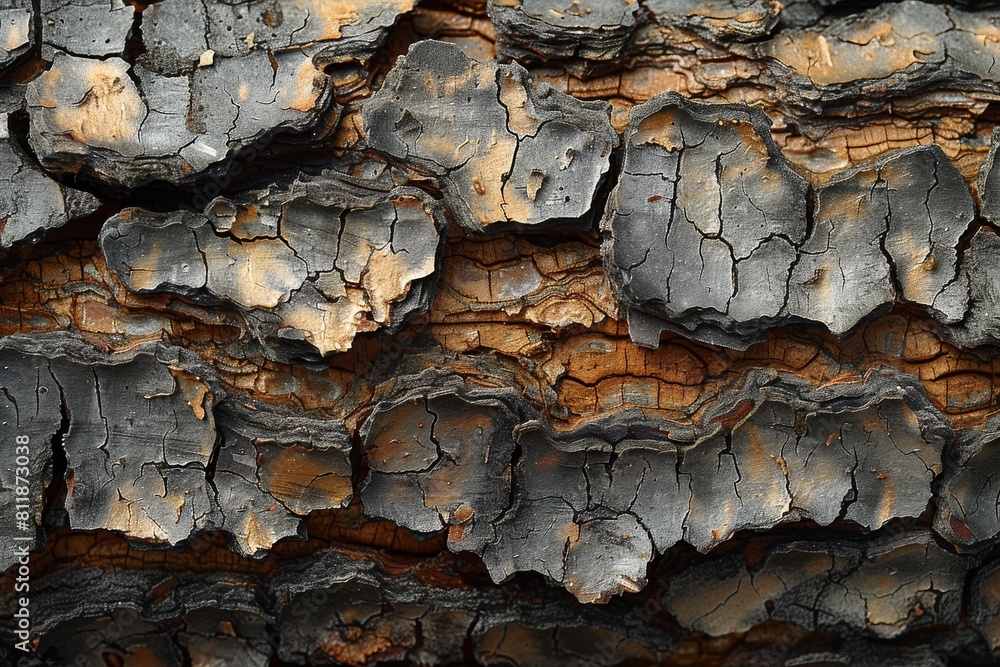 Macro shot of aged tree bark with deep cracks and burnt orange tones, highlighting the beauty of natural aging Macro shot of aged tree bark with deep cracks and burnt orange tones, highlighting the beauty of natural aging