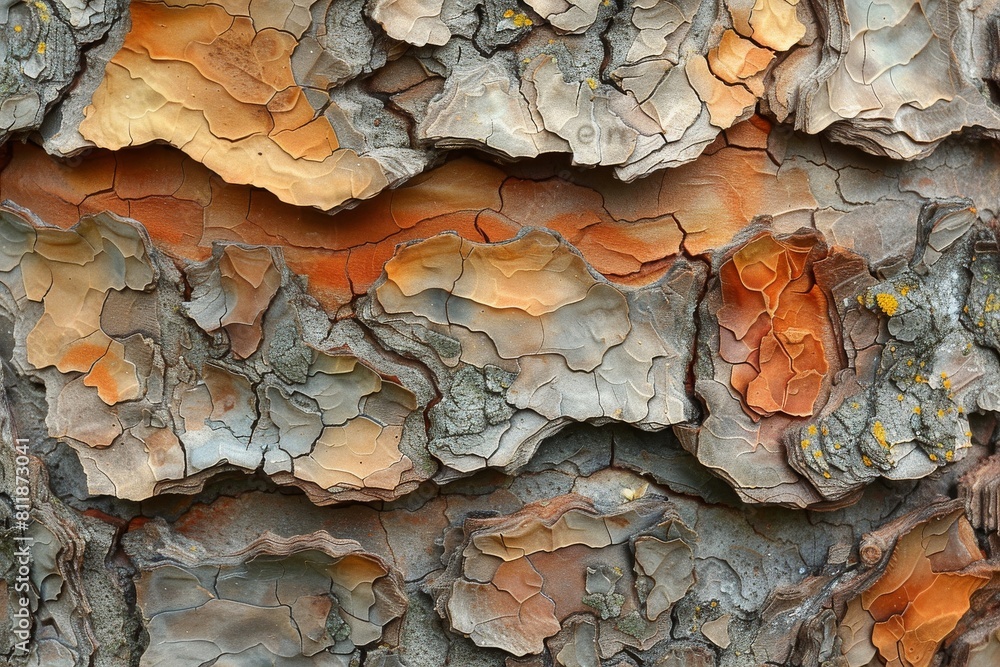 Peeling layers of tree bark reveal a palette of earth tones and textures, symbolizing change and adaptability Peeling layers of tree bark reveal a palette of earth tones and textures, symbolizing change and adaptability