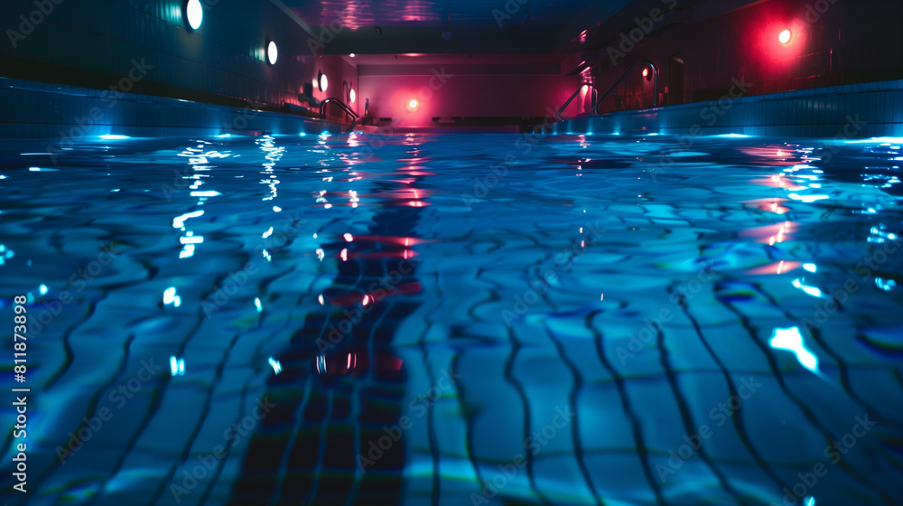 Fototapeta premium swimming pool light waves night underwater lights 