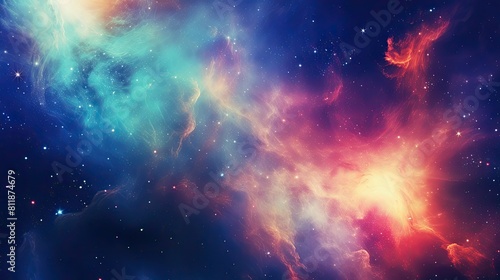 Abstract space background with swirling nebulae and cosmic clouds