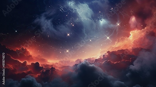 Abstract space background with swirling nebulae and cosmic clouds © dimas