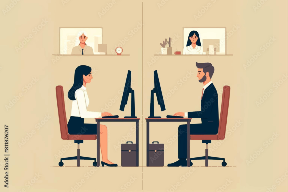 illustration of holding a meeting to discuss business remotely online illustration of holding a meeting to discuss business remotely online