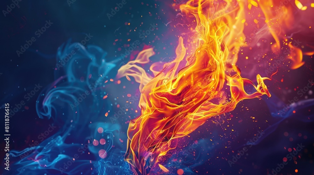 Dynamic abstract art with elements of fire and flames, background image
Dynamic abstract art with elements of fire and flames, background image