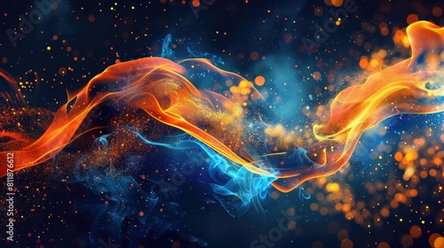 Dynamic abstract art with elements of fire and flames, background image 