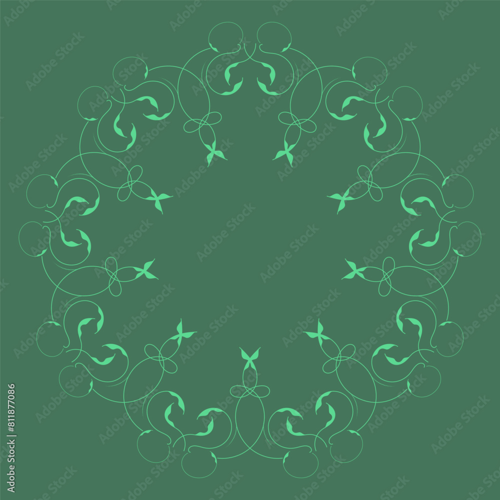 Abstract floral round border decor. Wreath of plant stems. Vector illustration floral ornament background. Abstract floral round border decor. Wreath of plant stems. Vector illustration floral ornament background.