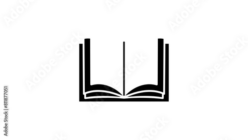 open book symbol , black isolated silhouette