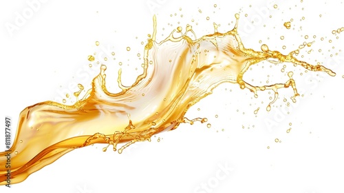 A beautiful splash of golden oil isolated on white background