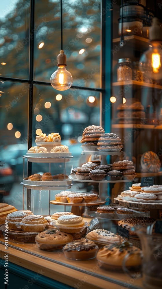 Naklejka premium Defocused Blurred Background of a Bakery