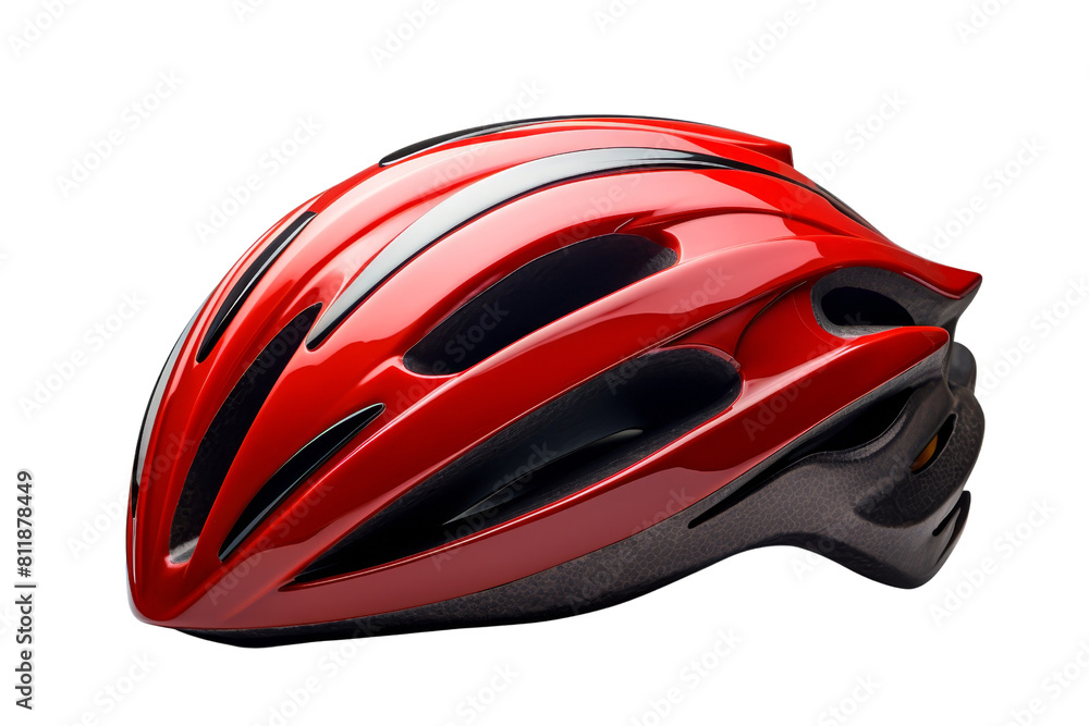 A red helmet with black trim A red helmet with black trim