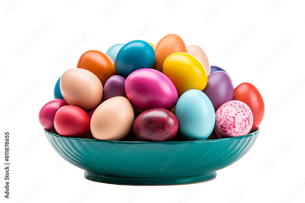 A bowl full of colorful eggs in various shades of pink, blue, and yellow. The eggs are arranged in a way that they look like a rainbow A bowl full of colorful eggs in various shades of pink, blue, and yellow. The eggs are arranged in a way that they look like a rainbow