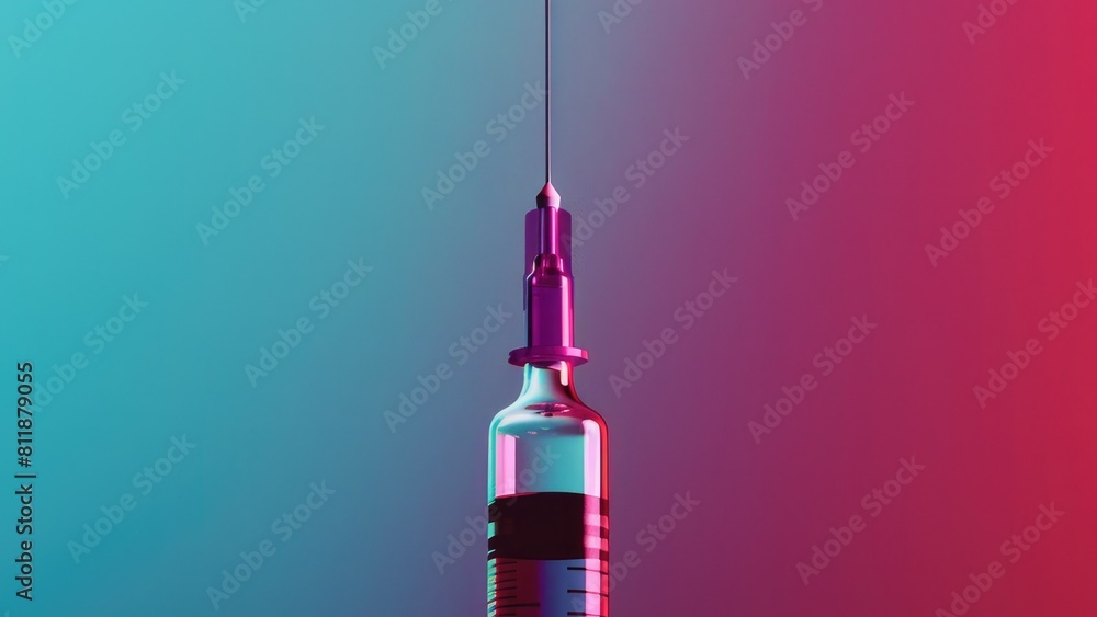 Medical syringe with medicine, vaccine on a gradient background
Medical syringe with medicine, vaccine on a gradient background