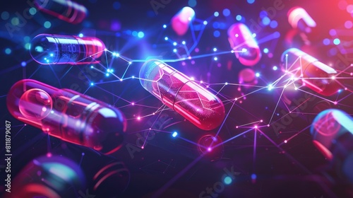 Futuristic Medical Pills with Neon Lights and Digital Effects  © ElviraKorv