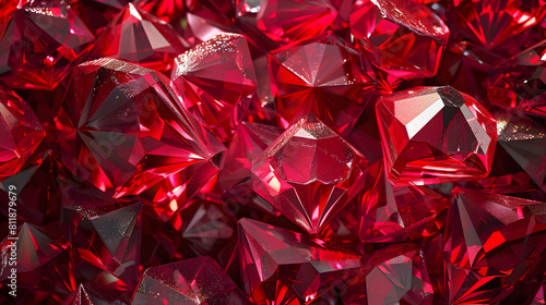 Red ruby gemstone, luxury jewel, shiny crystal background