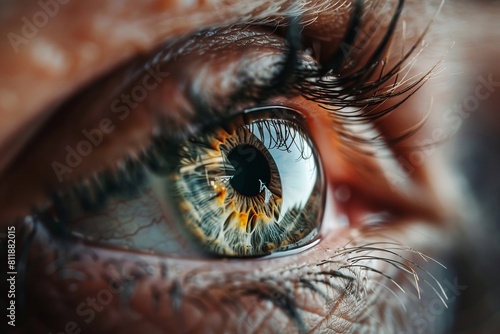 Extreme close-up of a human's eye showing intricate texture and detail photo