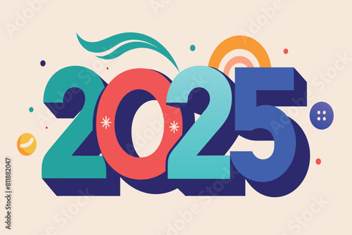 Colorful graphical representation of 2025 with abstract adornments