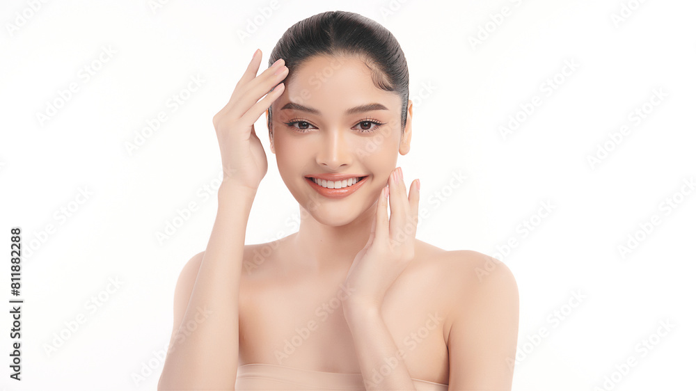 Beautiful Young transgender woman with clean fresh skin on white background, Face care, Facial treatment, Cosmetology, beauty and spa, transgender women portrait. Beautiful Young transgender woman with clean fresh skin on white background, Face care, Facial treatment, Cosmetology, beauty and spa, transgender women portrait.