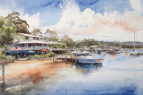 Hervey Bay Australia Country Landscape Illustration Art photo