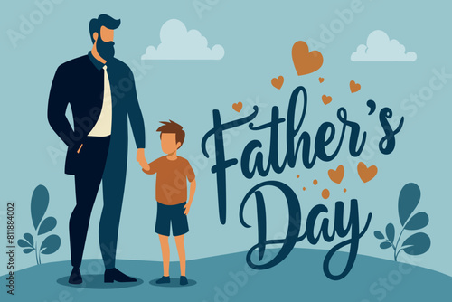 A man holds the hand of his young son in a heartwarming Fathers Day card moment