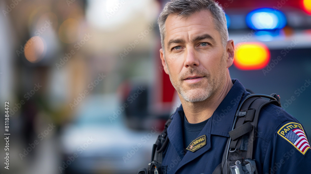 With determination etched on his face, a confident paramedic rushes to the scene of an emergency, his quick thinking and expertise making a difference in critical moments when ever With determination etched on his face, a confident paramedic rushes to the scene of an emergency, his quick thinking and expertise making a difference in critical moments when ever