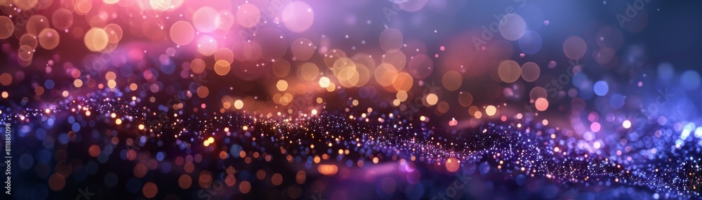 An animated sequence featuring shimmering particles and soft light effects drifting against a vibrant purple backdrop.