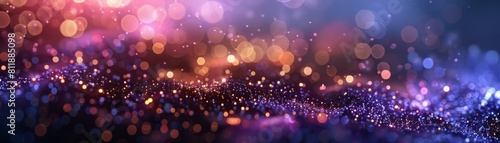 An animated sequence featuring shimmering particles and soft light effects drifting against a vibrant purple backdrop.