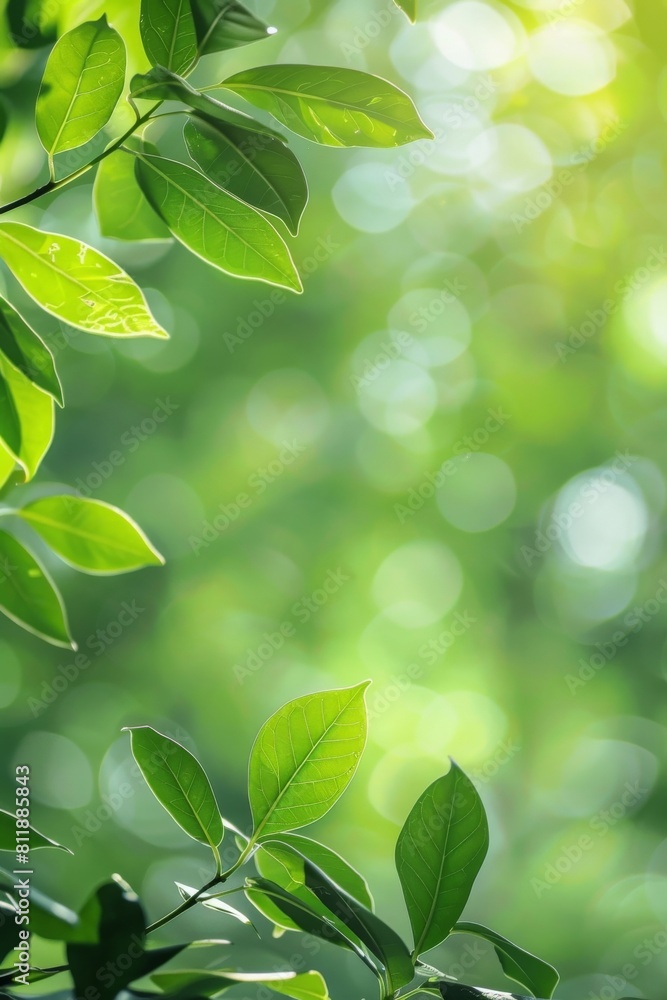 Nature view with vibrant green leaves illuminated by sunlight against a blurred greenery backdrop, perfect for an ecology-themed cover design with plenty of copy space. Nature view with vibrant green leaves illuminated by sunlight against a blurred greenery backdrop, perfect for an ecology-themed cover design with plenty of copy space.
