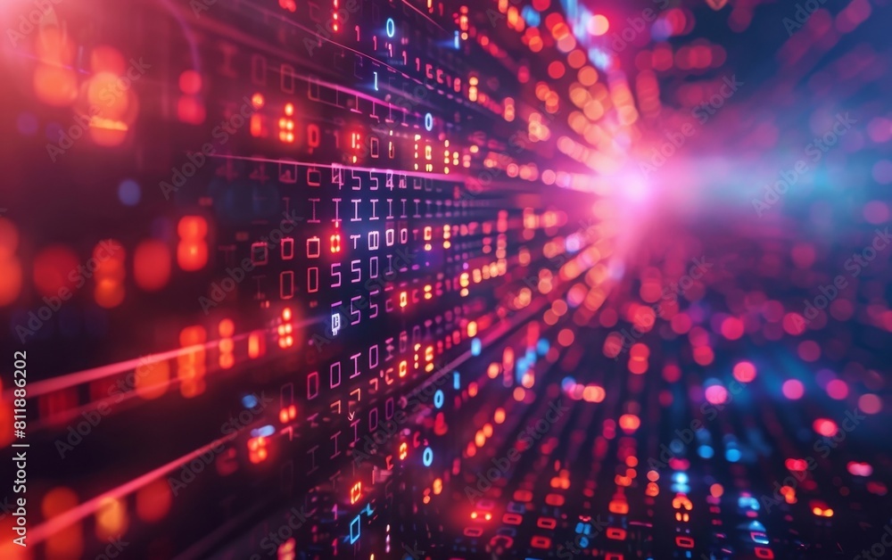 A digital backdrop featuring binary code and artificial intelligence algorithms processing in the background. A digital backdrop featuring binary code and artificial intelligence algorithms processing in the background.