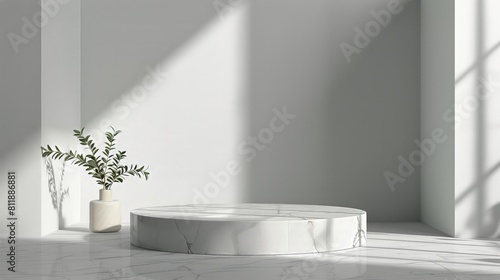 Elegant Minimalist White Podium with Soft Lighting for Luxury Product Display