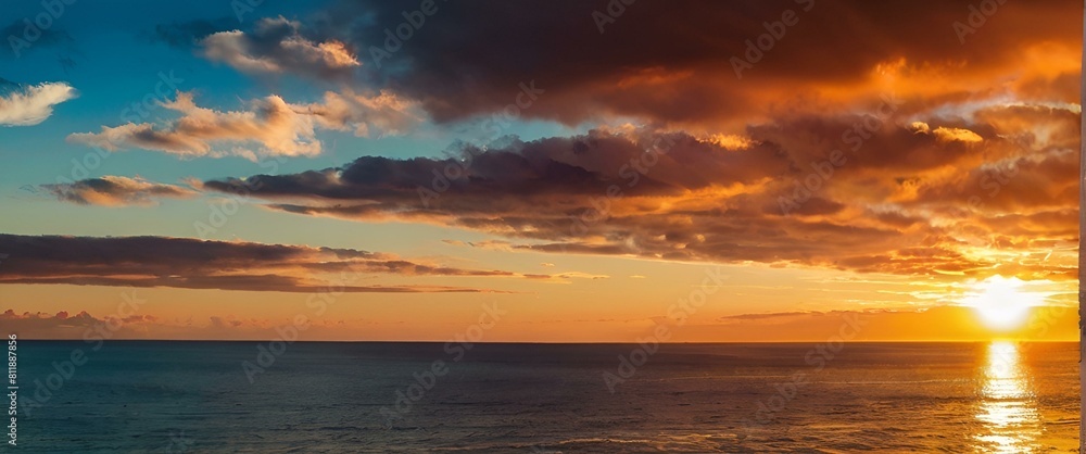 sunrise over the sea. Abstract gradient sunrise in the sky with blue and orange natural background. sunrise over the sea. Abstract gradient sunrise in the sky with blue and orange natural background.