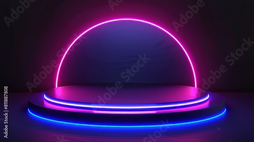 Futuristic Neon-lit Circular Podium for High-End Product Display
