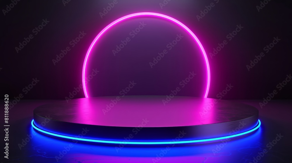 Futuristic Neon-lit Circular Podium for High-End Product Display Futuristic Neon-lit Circular Podium for High-End Product Display