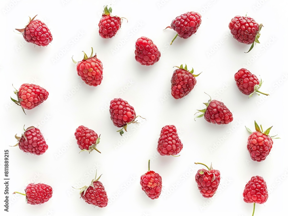 Raspberries on a white background. Raspberries on a white background.