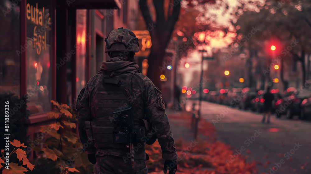 Troops, special forces armed with rifles, guns, fighting in military forces Troops, special forces armed with rifles, guns, fighting in military forces