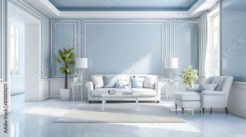 Bright Blue and White Living Room for Summer Home Decor and Vibrant Interior Styling