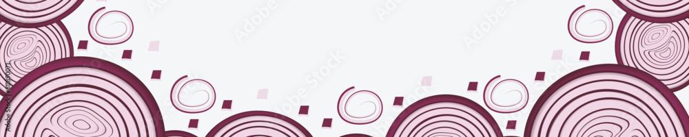 Border of red onion sliced with rings. Onion frame Border of red onion sliced with rings. Onion frame