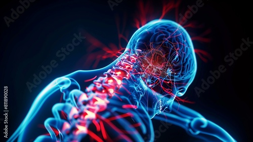 Painful nerve signals from brain spine photo