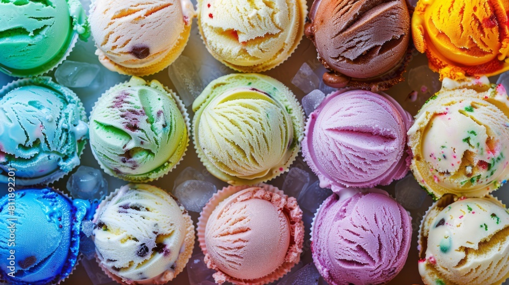 Lots of delicious colorful ice cream. Lots of delicious colorful ice cream.