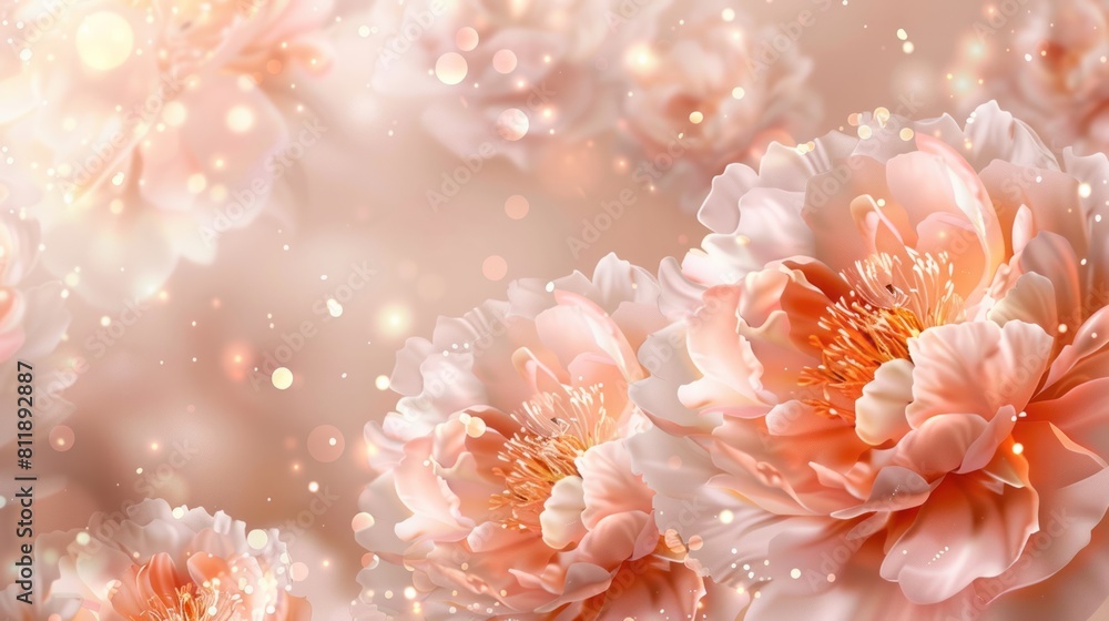 Fantasy peonies with gold and magic elements. Luxurious flowers. Fantasy peonies with gold and magic elements. Luxurious flowers.