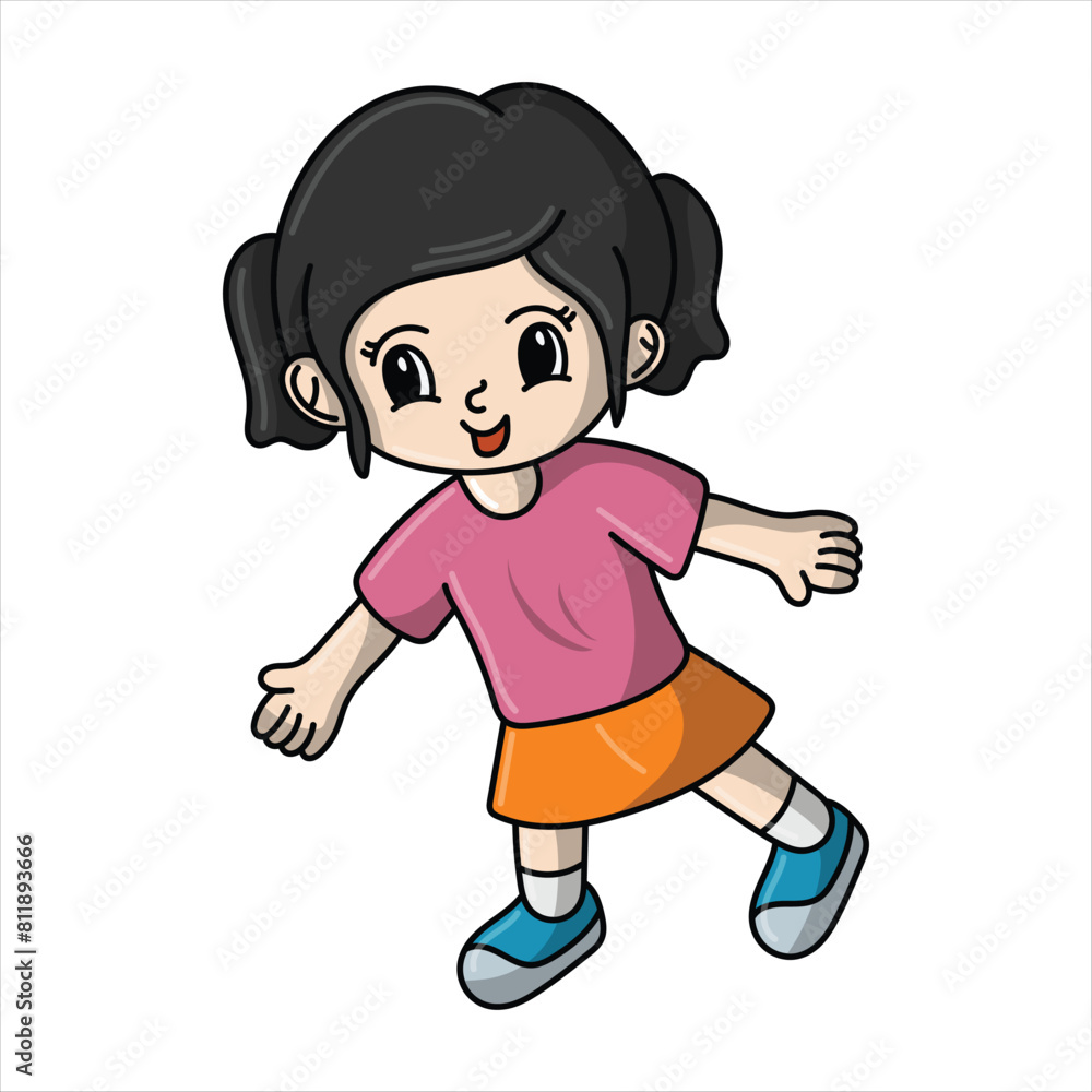 Kids Girl Character Cartoon Happy Kids Girl Character Cartoon Happy