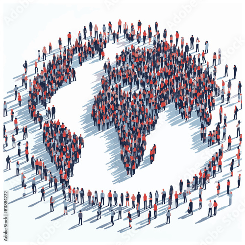 World population day  People gathered as a shape of world map 