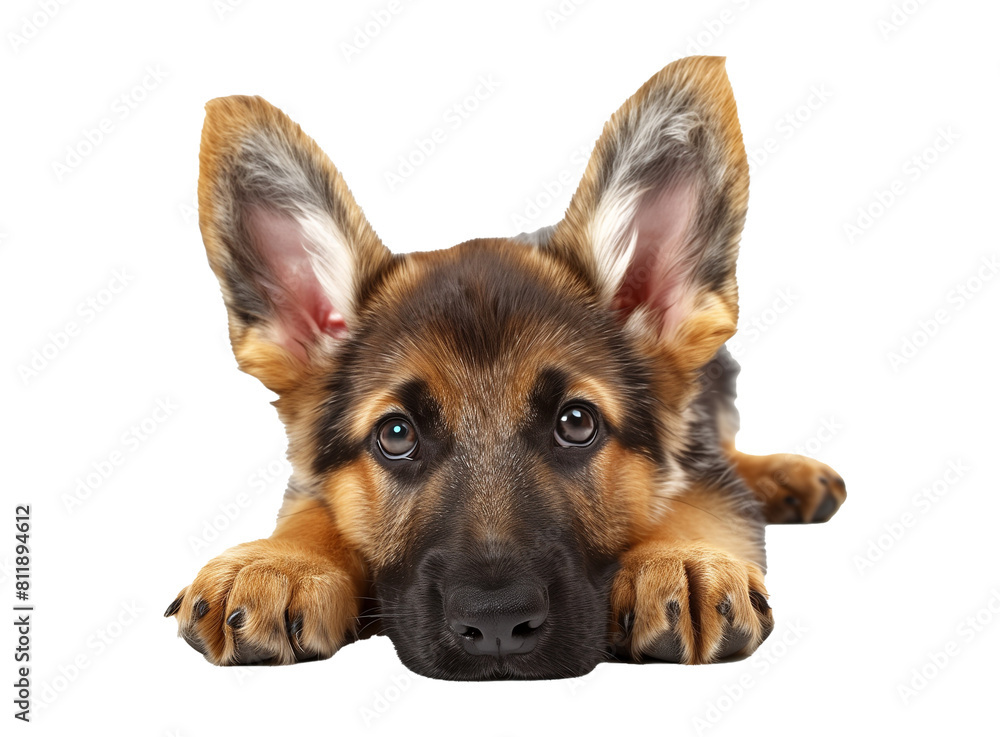 Generate an image of a cute and playful puppy on a white background. Generate an image of a cute and playful puppy on a white background.