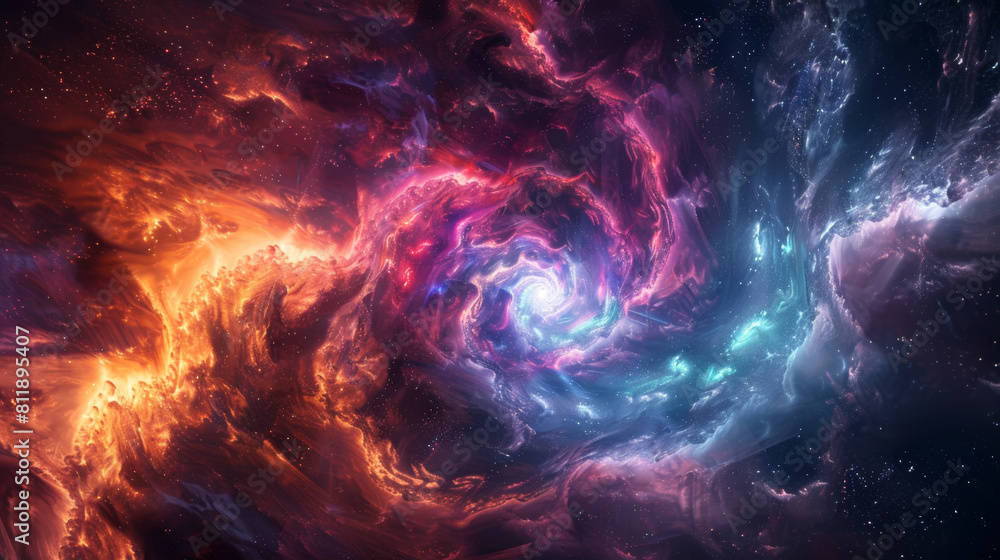 Vibrant depiction of a wormhole bending space and time in abstract form. Vibrant depiction of a wormhole bending space and time in abstract form.