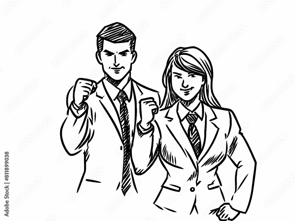 Illustration of couple celebrating in office Illustration of couple celebrating in office