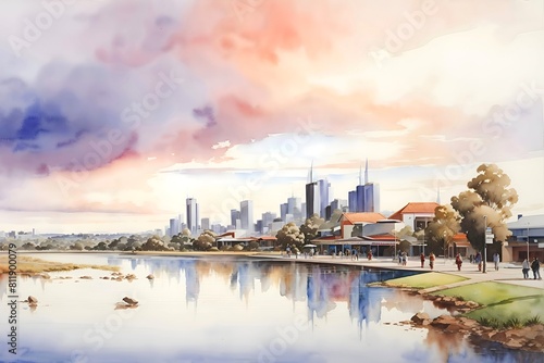 Melton Australia Country Landscape Illustration Art