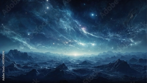 A cinematic background of stars galaxies and the universe sky with clouds 