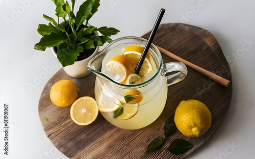 Japanese yuzu lemonade in a pitcher