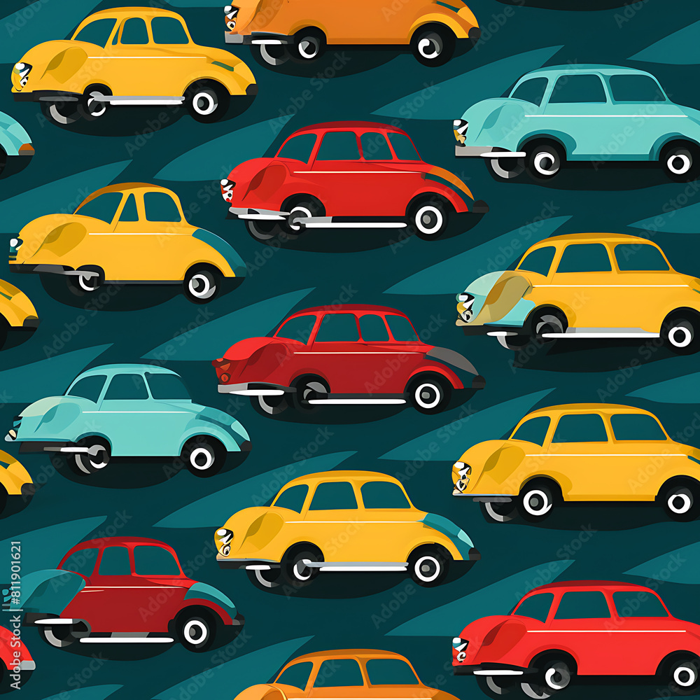 Car digital art seamless pattern, the design for apply a variety of graphic works