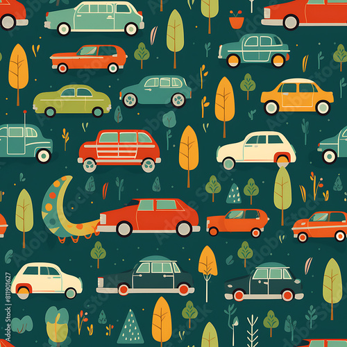 Car digital art seamless pattern  the design for apply a variety of graphic works