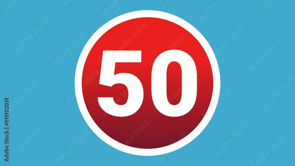 Pop up Number 50 sign symbol 2d animation motion graphics icon on red sphere on blue background,cartoon video numbers for video elements Pop up Number 50 sign symbol 2d animation motion graphics icon on red sphere on blue background,cartoon video numbers for video elements