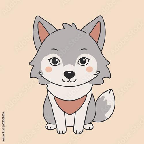 Cute vector illustration of a Wolf for youngsters' imaginative stories